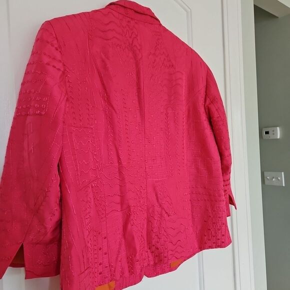 Coldwater Creek Women's Artsy Silk Collar Open‎ Boxy Pink Blazer Jacket Sz Med. - Picture 5 of 8